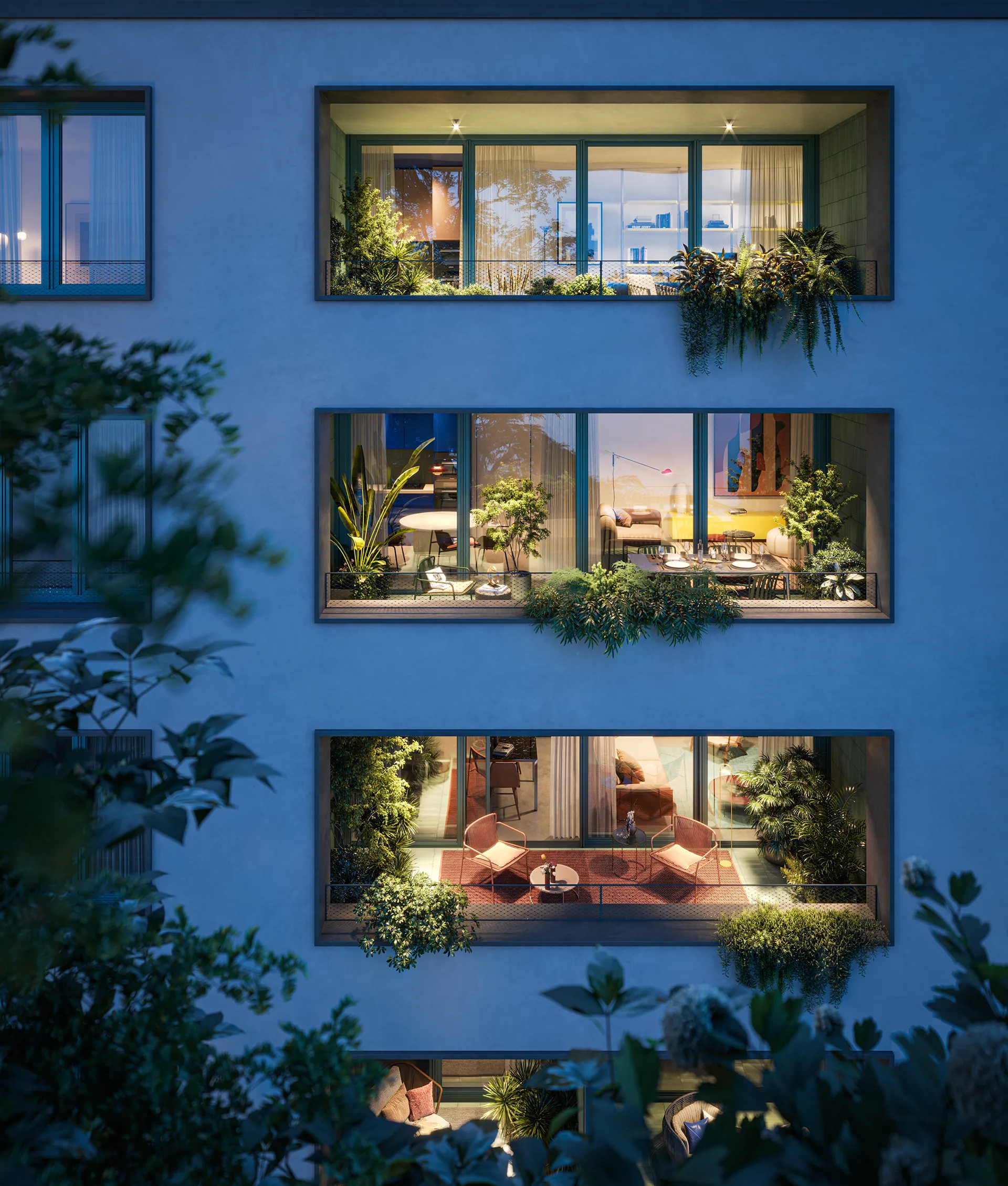 Vista esterna notturna di Futura a Firenze, nuova residenza in Manifattura Tabacchi