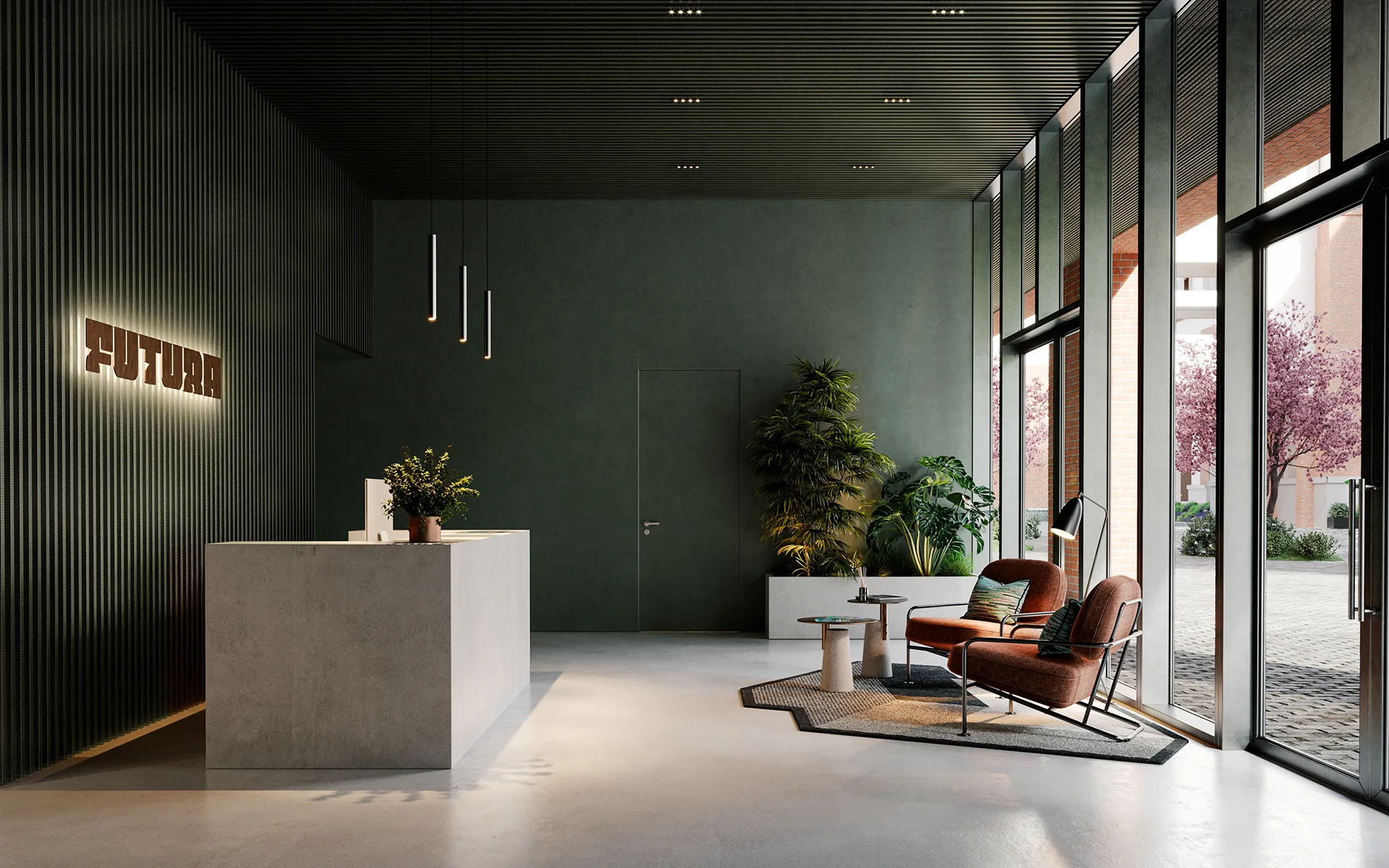 Ingresso residenziale di Futura a Firenze dal design contemporaneo
