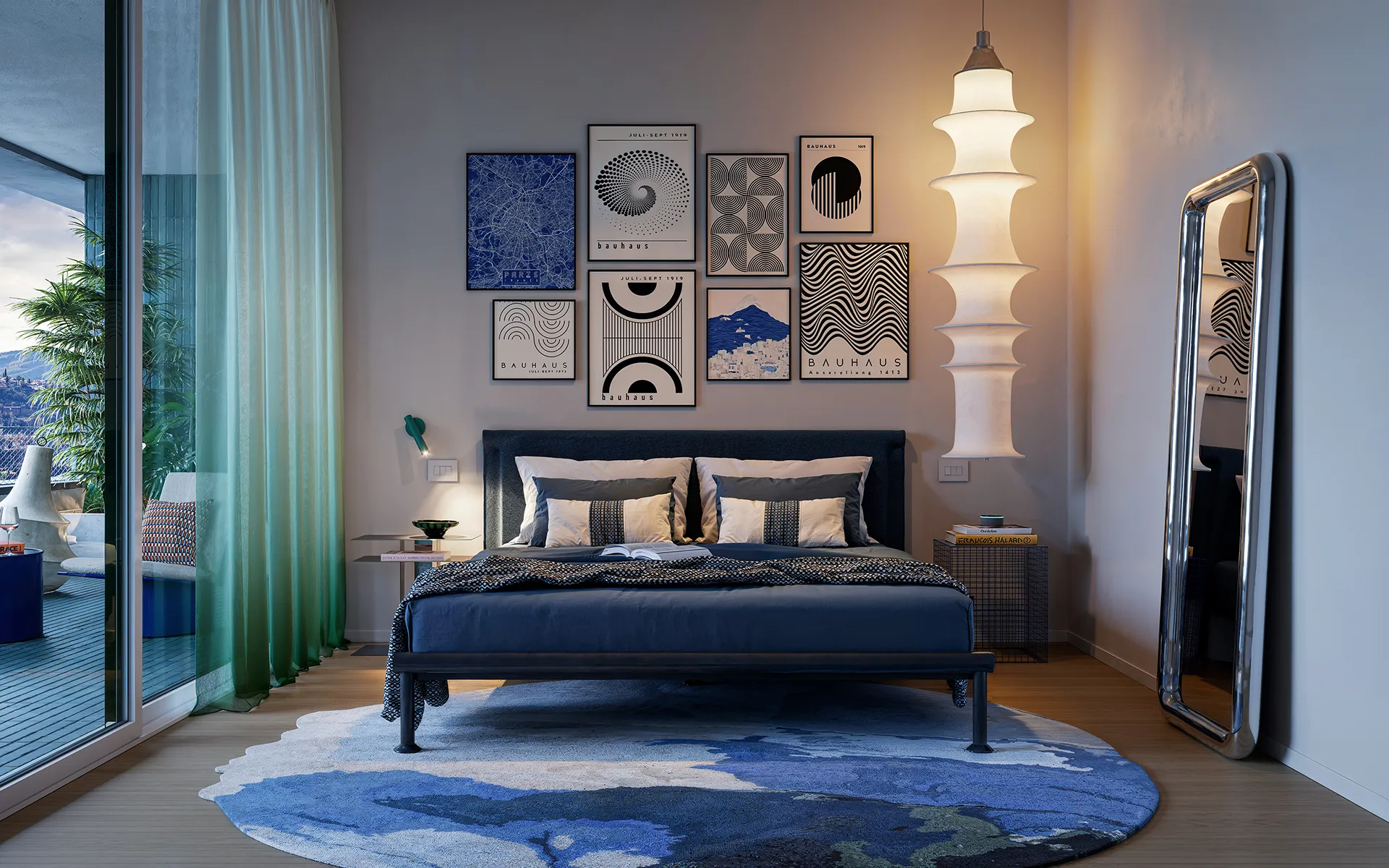 Zona notte in bilocale luminoso e moderno di Futura a Firenze